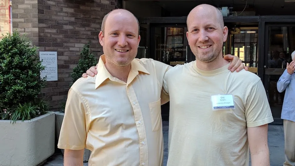 Photo of Columbia Professor Ivan Corwin (left) and his brother, University of Oregon physicist Eric Corwin