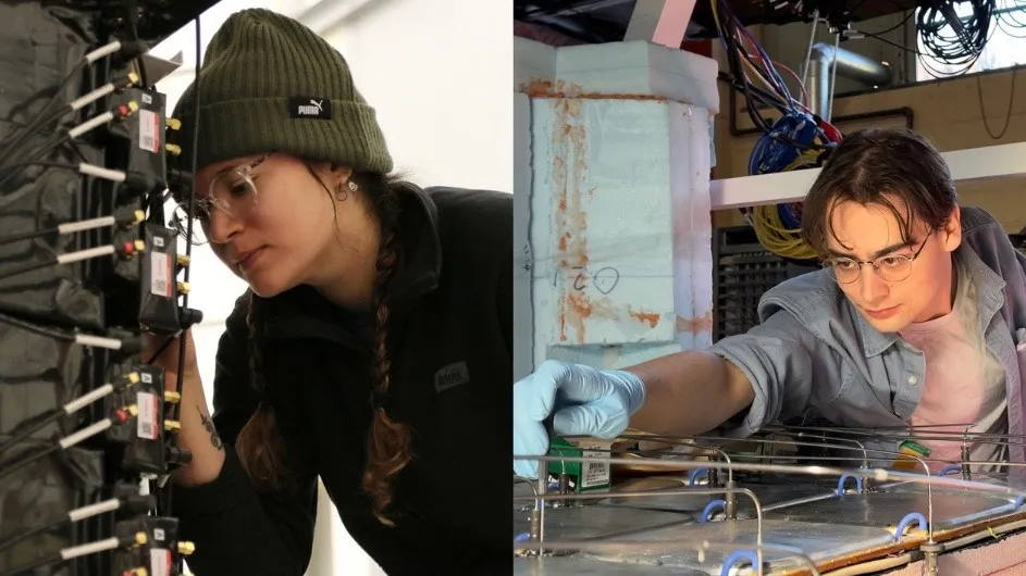 Photo of Doctoral candidate Gabriel Bridges and postdoc Kaliroë Pappas